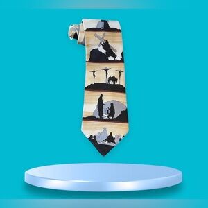100% Silk Tie Showing the Story of the Crucifixion by Eagles Wings